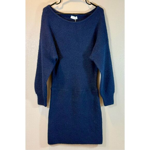 NWT Meshki Wool Blend Drop Shoulder Scoop Neck Sweater Mini Dress Women’s Medium - Picture 3 of 12